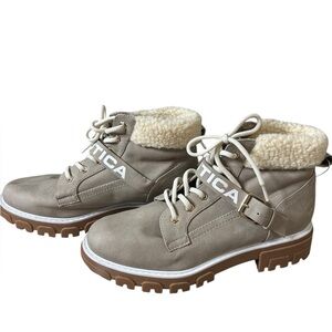 Nautica Women's Beige Combat Boots